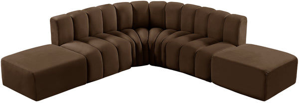 Arc Brown Velvet Modular Sofa 103Brown-S6C Meridian Furniture