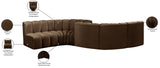 Arc Brown Velvet Modular Sofa 103Brown-S6D Meridian Furniture