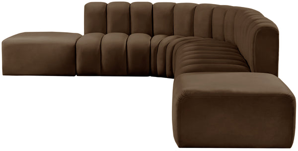 Arc Brown Velvet Modular Sofa 103Brown-S7A Meridian Furniture