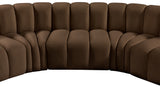 Arc Brown Velvet Modular Sofa 103Brown-S7B Meridian Furniture