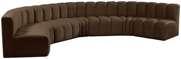 Arc Brown Velvet Modular Sofa 103Brown-S7B Meridian Furniture