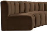 Arc Brown Velvet Modular Sofa 103Brown-S7C Meridian Furniture