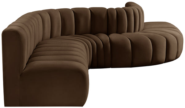 Arc Brown Velvet Modular Sofa 103Brown-S7C Meridian Furniture