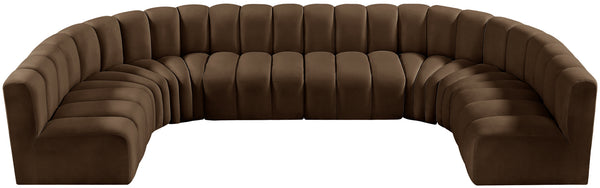 Arc Brown Velvet Modular Sofa 103Brown-S8A Meridian Furniture