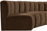 Arc Brown Velvet Modular Sofa 103Brown-S8B Meridian Furniture