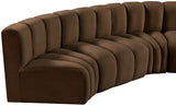 Arc Brown Velvet Modular Sofa 103Brown-S8C Meridian Furniture