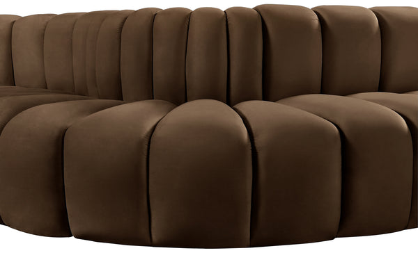 Arc Brown Velvet Modular Sofa 103Brown-S8C Meridian Furniture