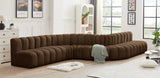 Arc Brown Velvet Modular Sofa 103Brown-S8C Meridian Furniture