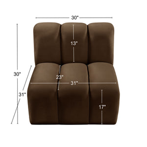 Arc Brown Velvet Straight Chair 103Brown-ST Meridian Furniture