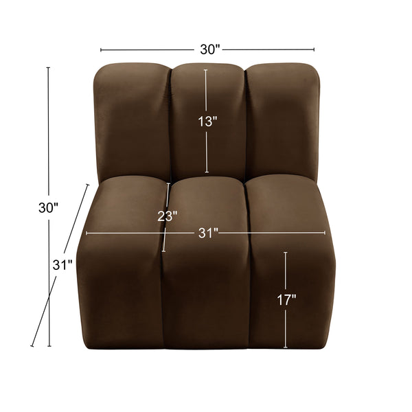 Arc Brown Velvet Straight Chair 103Brown-ST Meridian Furniture