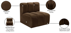 Arc Brown Velvet Straight Chair 103Brown-ST Meridian Furniture