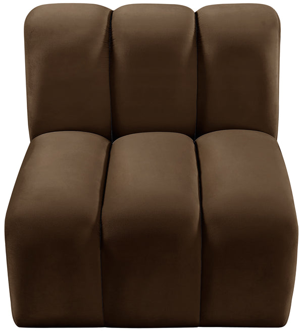 Arc Brown Velvet Straight Chair 103Brown-ST Meridian Furniture