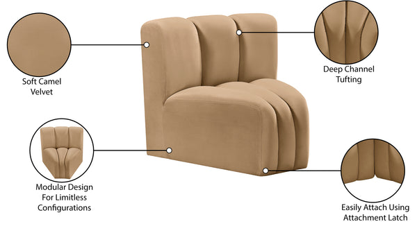 Arc Camel Velvet Curved Corner 103Camel-CC Meridian Furniture