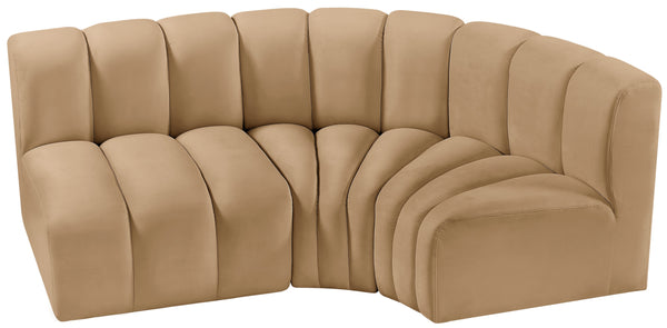 Arc Camel Velvet Modular Sofa 103Camel-S3A Meridian Furniture