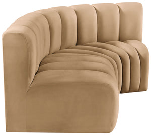 Arc Camel Velvet Modular Sofa 103Camel-S3A Meridian Furniture