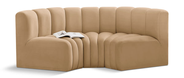 Arc Camel Velvet Modular Sofa 103Camel-S3C Meridian Furniture