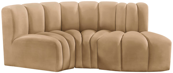 Arc Camel Velvet Modular Sofa 103Camel-S3D Meridian Furniture