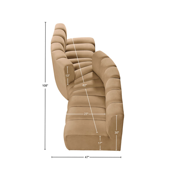 Arc Camel Velvet Modular Sofa 103Camel-S4A Meridian Furniture