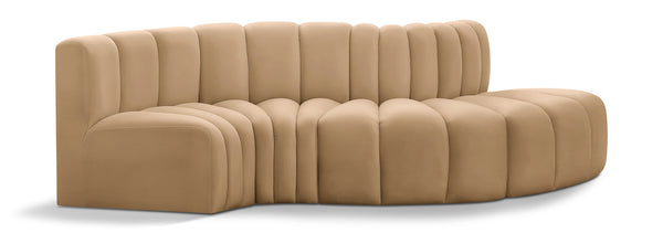 Arc Camel Velvet Modular Sofa 103Camel-S4D Meridian Furniture