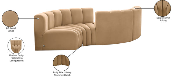 Arc Camel Velvet Modular Sofa 103Camel-S4F Meridian Furniture