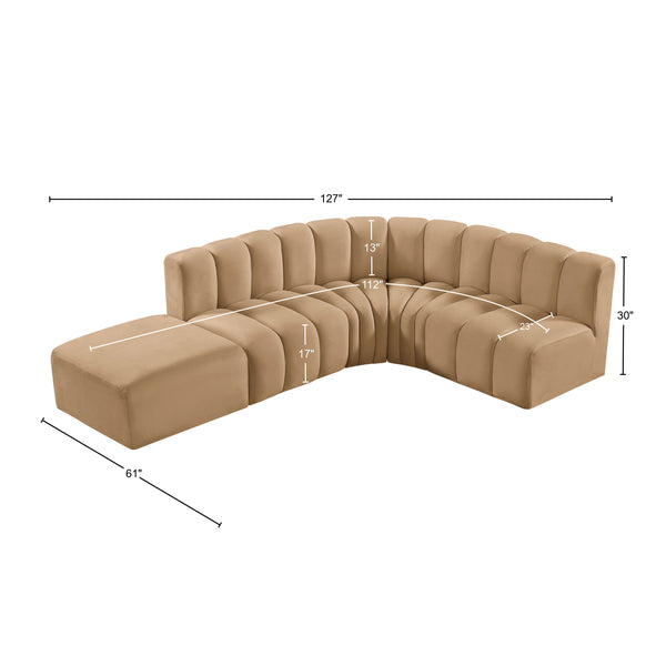 Arc Camel Velvet Modular Sofa 103Camel-S5C Meridian Furniture