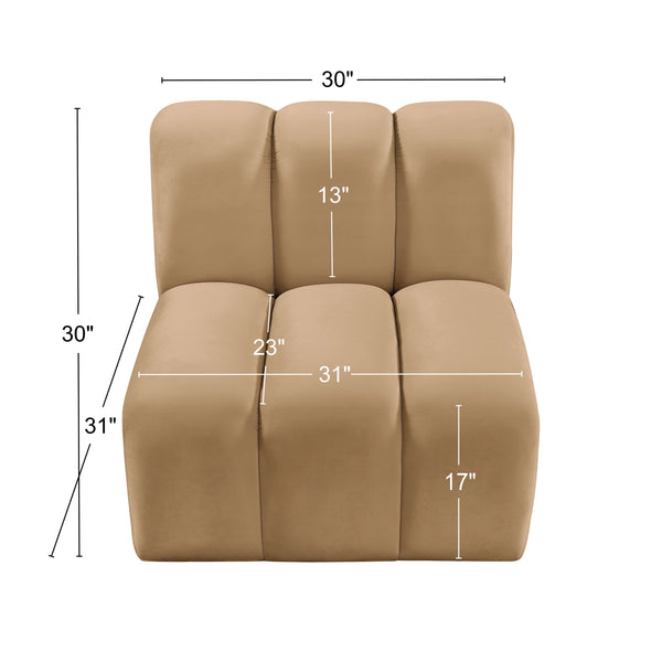 Arc Camel Velvet Straight Chair 103Camel-ST Meridian Furniture