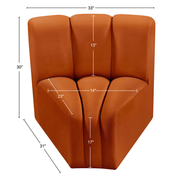 Arc Cognac Velvet Curved Corner 103Cognac-CC Meridian Furniture