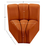 Arc Cognac Velvet Curved Corner 103Cognac-CC Meridian Furniture