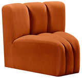 Arc Cognac Velvet Curved Corner 103Cognac-CC Meridian Furniture