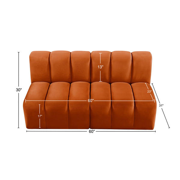 Arc Cognac Velvet Modular Sofa 103Cognac-S2A Meridian Furniture