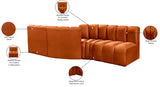 Arc Cognac Velvet Modular Sofa 103Cognac-S4A Meridian Furniture