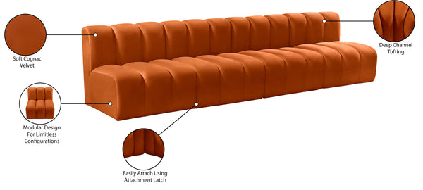 Arc Cognac Velvet Modular Sofa 103Cognac-S4E Meridian Furniture