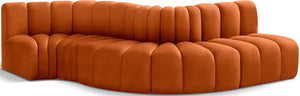 Arc Cognac Velvet Modular Sofa 103Cognac-S5B Meridian Furniture