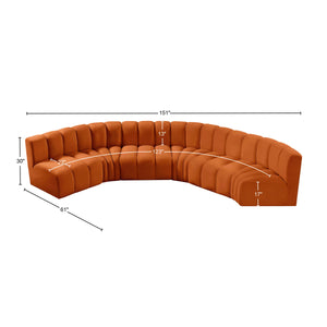 Arc Cognac Velvet Modular Sofa 103Cognac-S6B Meridian Furniture