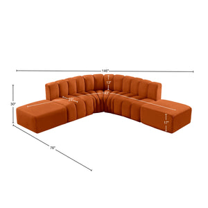 Arc Cognac Velvet Modular Sofa 103Cognac-S6C Meridian Furniture