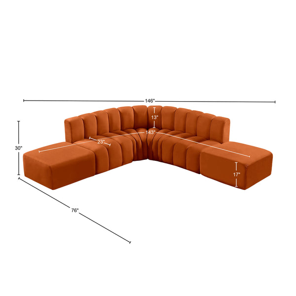 Arc Cognac Velvet Modular Sofa 103Cognac-S6C Meridian Furniture