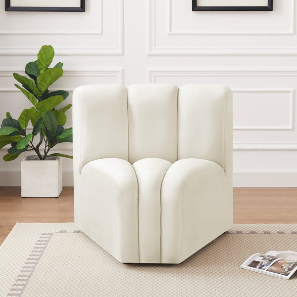 Arc Cream Velvet Curved Corner 103Cream-CC Meridian Furniture