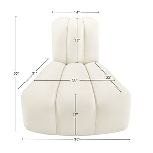 Arc Cream Velvet Reverse Corner 103Cream-RC Meridian Furniture