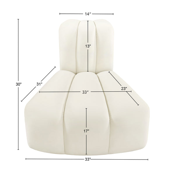 Arc Cream Velvet Reverse Corner 103Cream-RC Meridian Furniture
