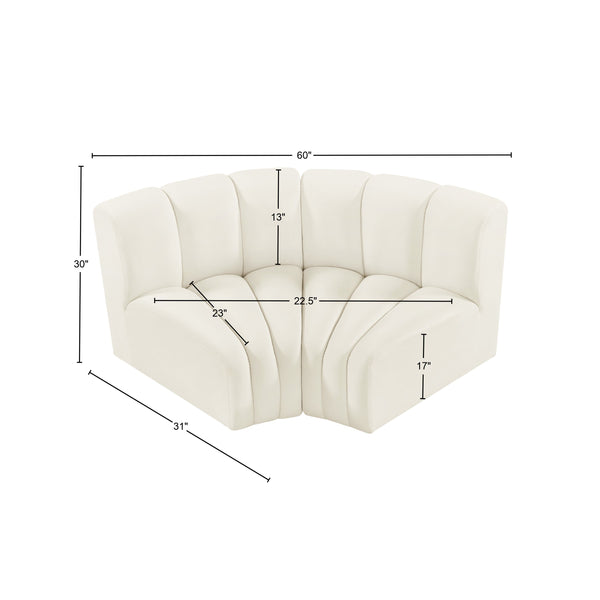 Arc Cream Velvet Modular Sofa 103Cream-S2B Meridian Furniture