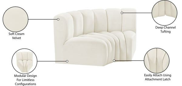 Arc Cream Velvet Modular Sofa 103Cream-S2B Meridian Furniture