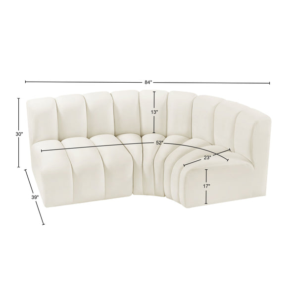 Arc Cream Velvet Modular Sofa 103Cream-S3A Meridian Furniture