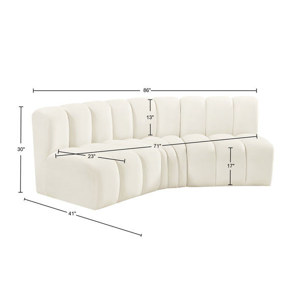 Arc Cream Velvet Modular Sofa 103Cream-S3B Meridian Furniture