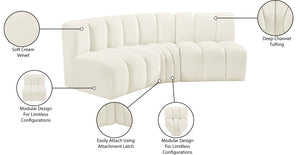 Arc Cream Velvet Modular Sofa 103Cream-S3B Meridian Furniture