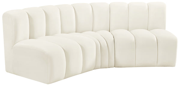 Arc Cream Velvet Modular Sofa 103Cream-S3B Meridian Furniture