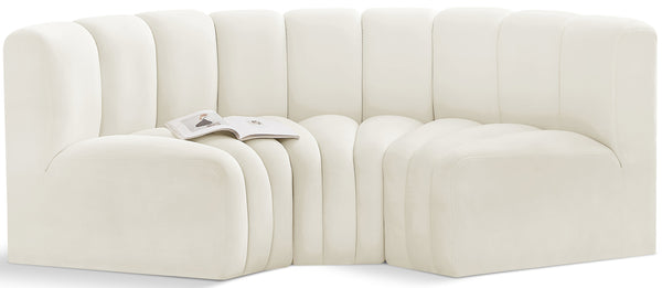 Arc Cream Velvet Modular Sofa 103Cream-S3C Meridian Furniture