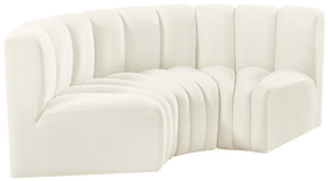 Arc Cream Velvet Modular Sofa 103Cream-S3C Meridian Furniture
