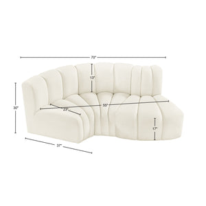 Arc Cream Velvet Modular Sofa 103Cream-S3D Meridian Furniture