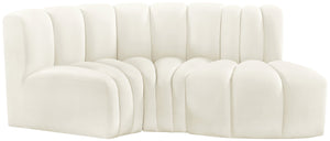 Arc Cream Velvet Modular Sofa 103Cream-S3D Meridian Furniture