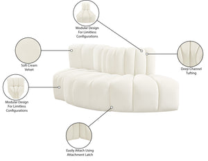 Arc Cream Velvet Modular Sofa 103Cream-S3E Meridian Furniture